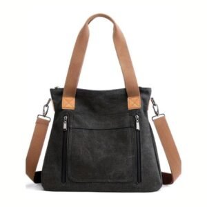 Kawn® Canvas Tote Bag for Women Aesthetic Large Capacity Shoulder Bag with Multi-Compartments Satchel Handbags with Detachable Strap hobo bags for Women for Office, College and Travel